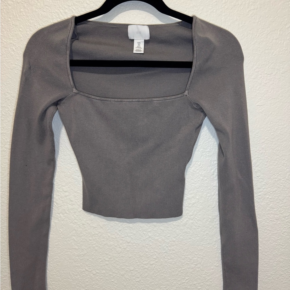 H&M Charcoal Square Neck Bodysuit